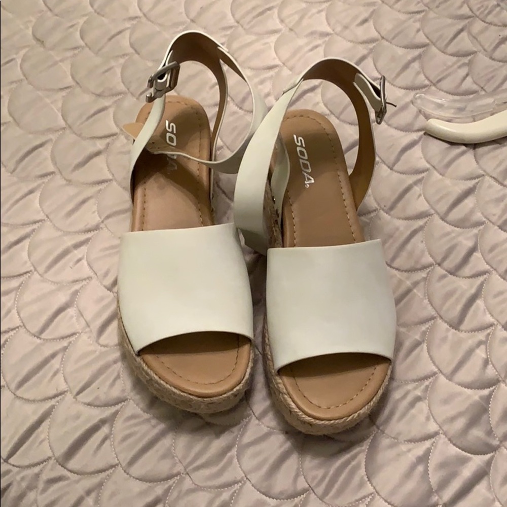 White platform sandals